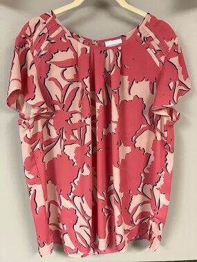 3/30 Liz Claiborne pink detail floral shirt L 14